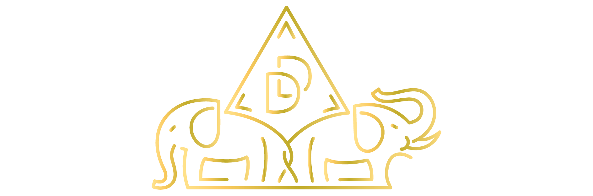 Devs Does logo of two golden elephants with DD balanced on their backs